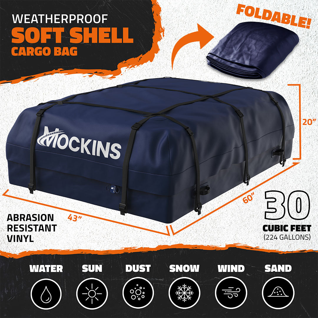 30 Cu Ft. Navy Blue Waterproof Roof Cargo Bag 60"x43"x20"