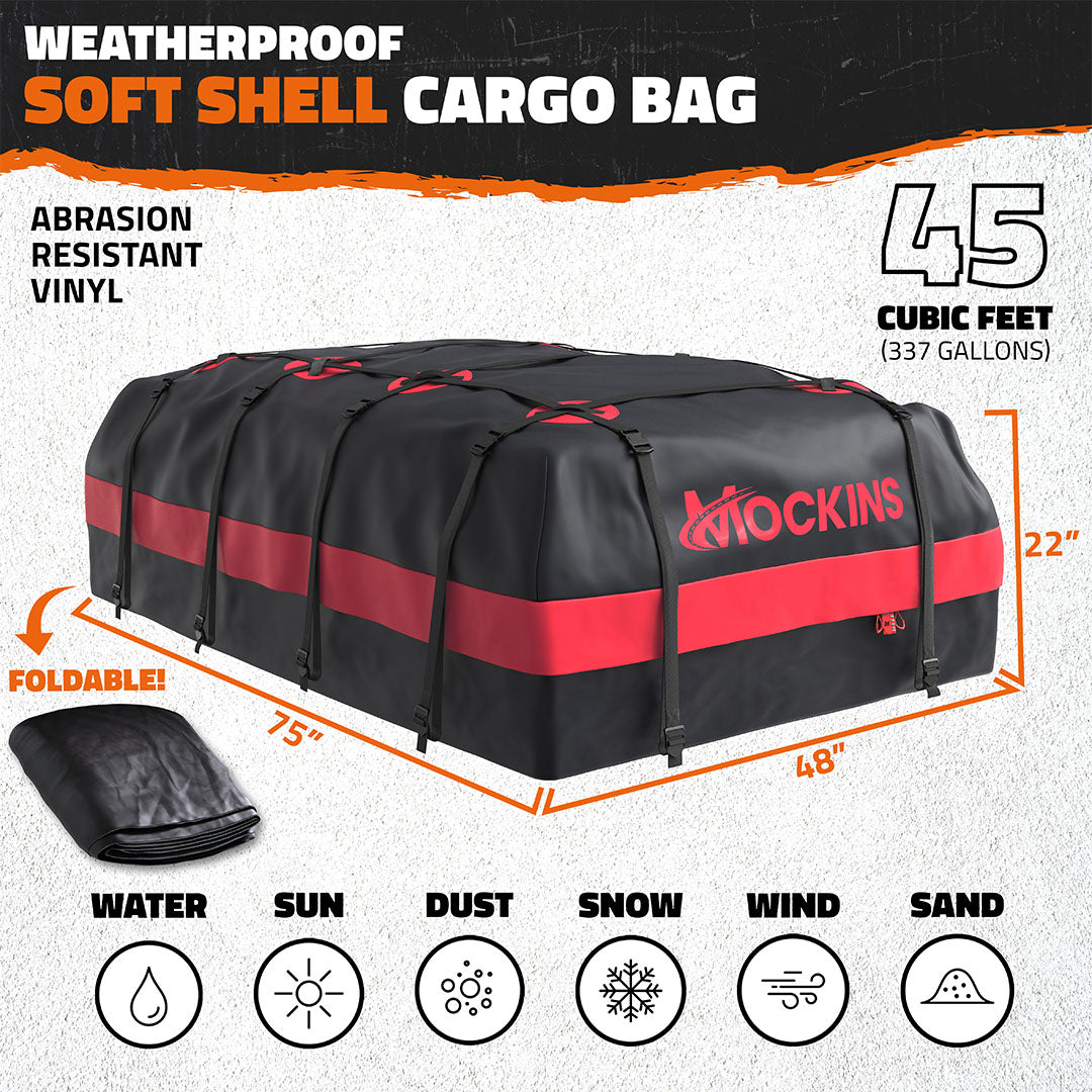 45 Cu Ft. Red Waterproof Roof Cargo Bag (75"x 48"x 22")