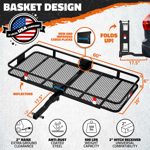 60"x20"x6" Hitch Carrier & 16 Cu Ft Cargo Bag