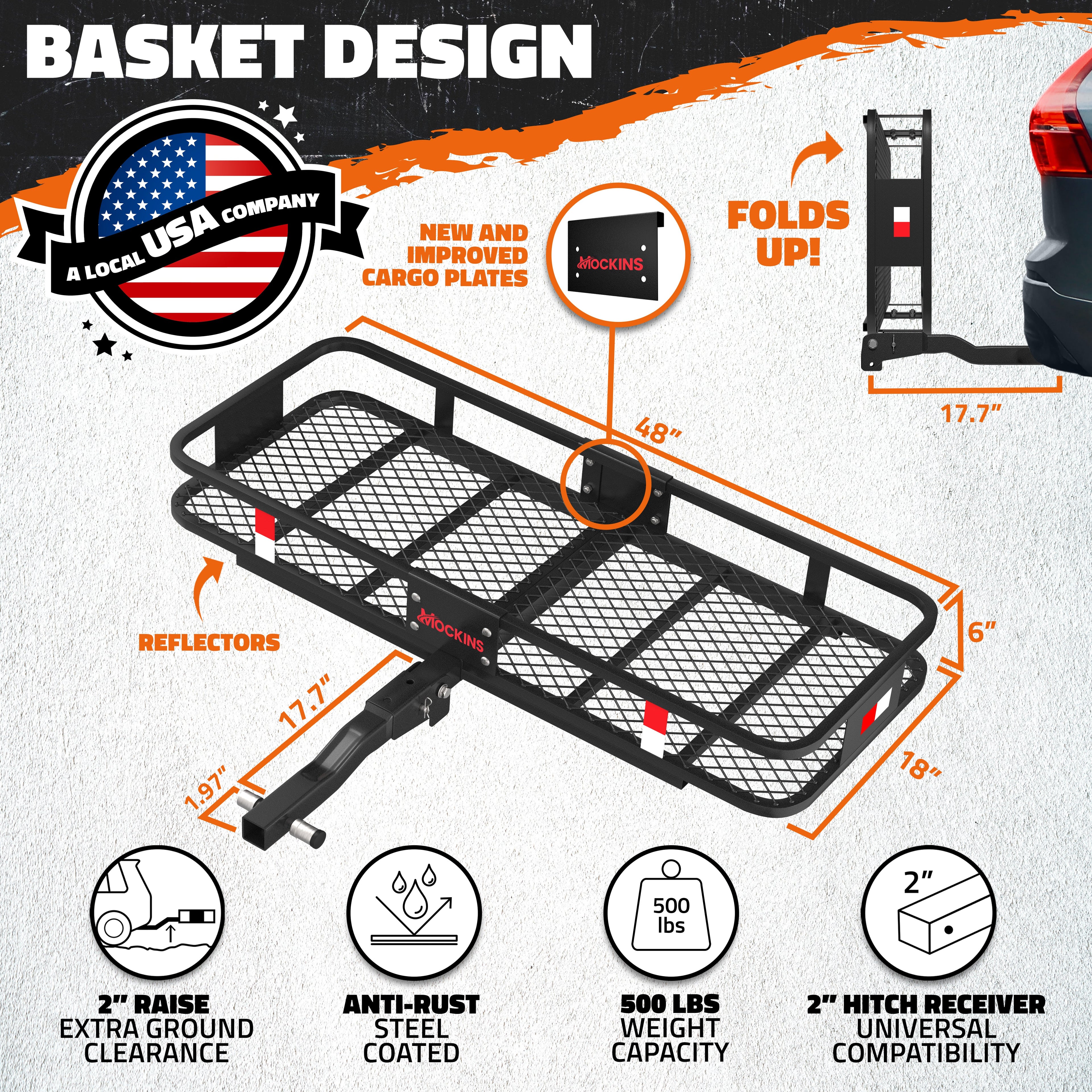 48"x18"x6" Hitch Carrier & 15 Cu Ft Cargo Bag + Packing Cubes