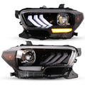 Winjet 2016-2019 Toyota Tacoma/2020-2023 Tacoma SR SR5 TRD Sport DRL Head Lights - Glossy Black/ Clear
