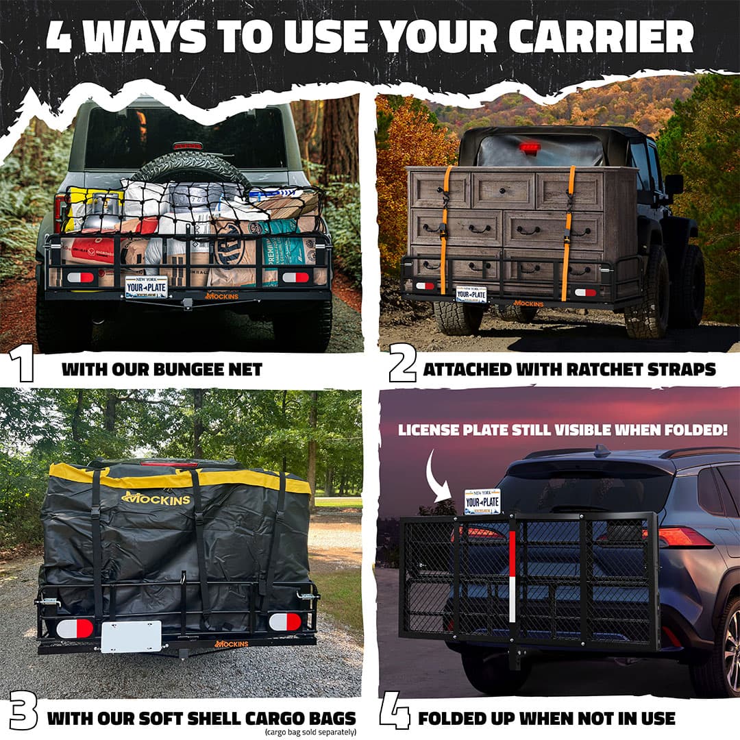 60"x24"x14" High Rail Hitch Carrier & 30 Cu Ft Cargo Bag
