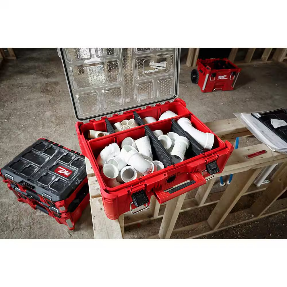 PACKOUT 20 In. Deep Small Parts Organizer with 6 Compartments and Quick Adjust Dividers