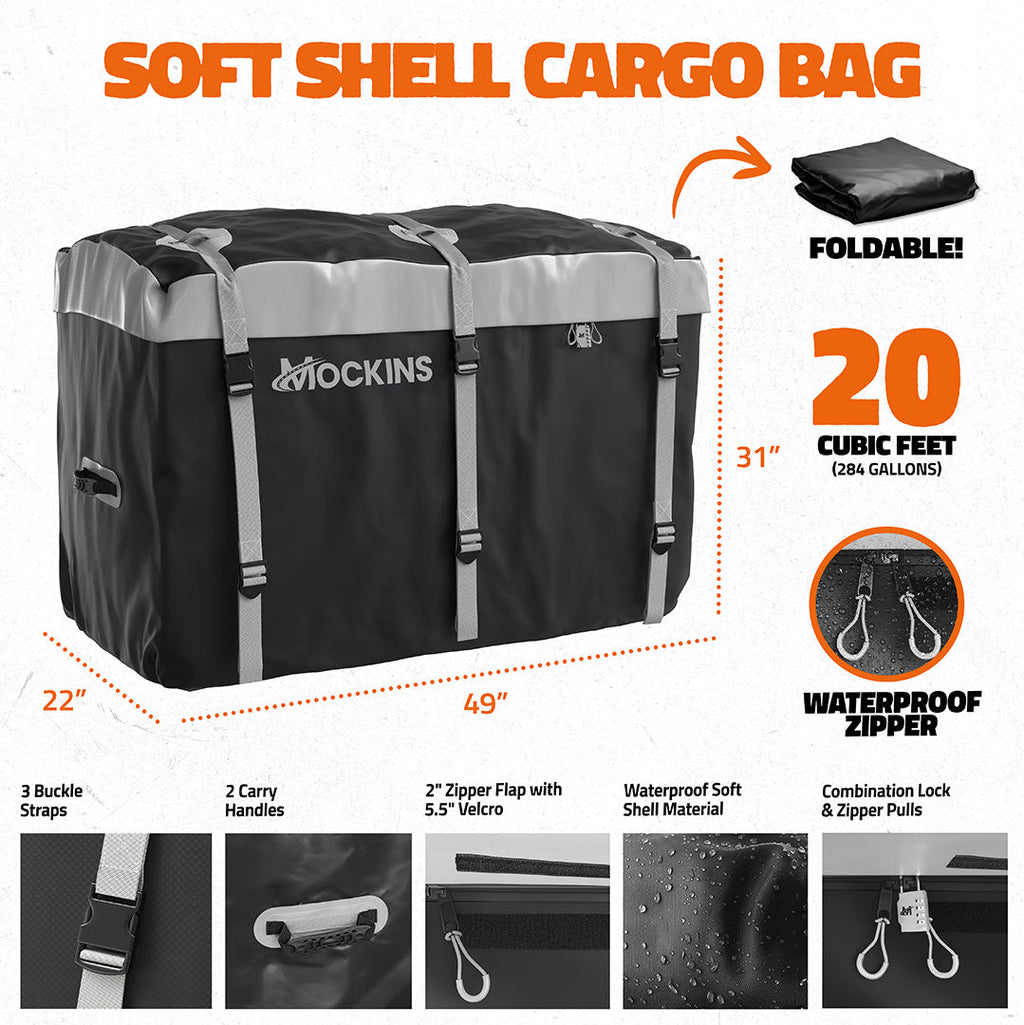 49"x22"x7" Aluminum Hitch Carrier & 20 Cu Ft Cargo Bag