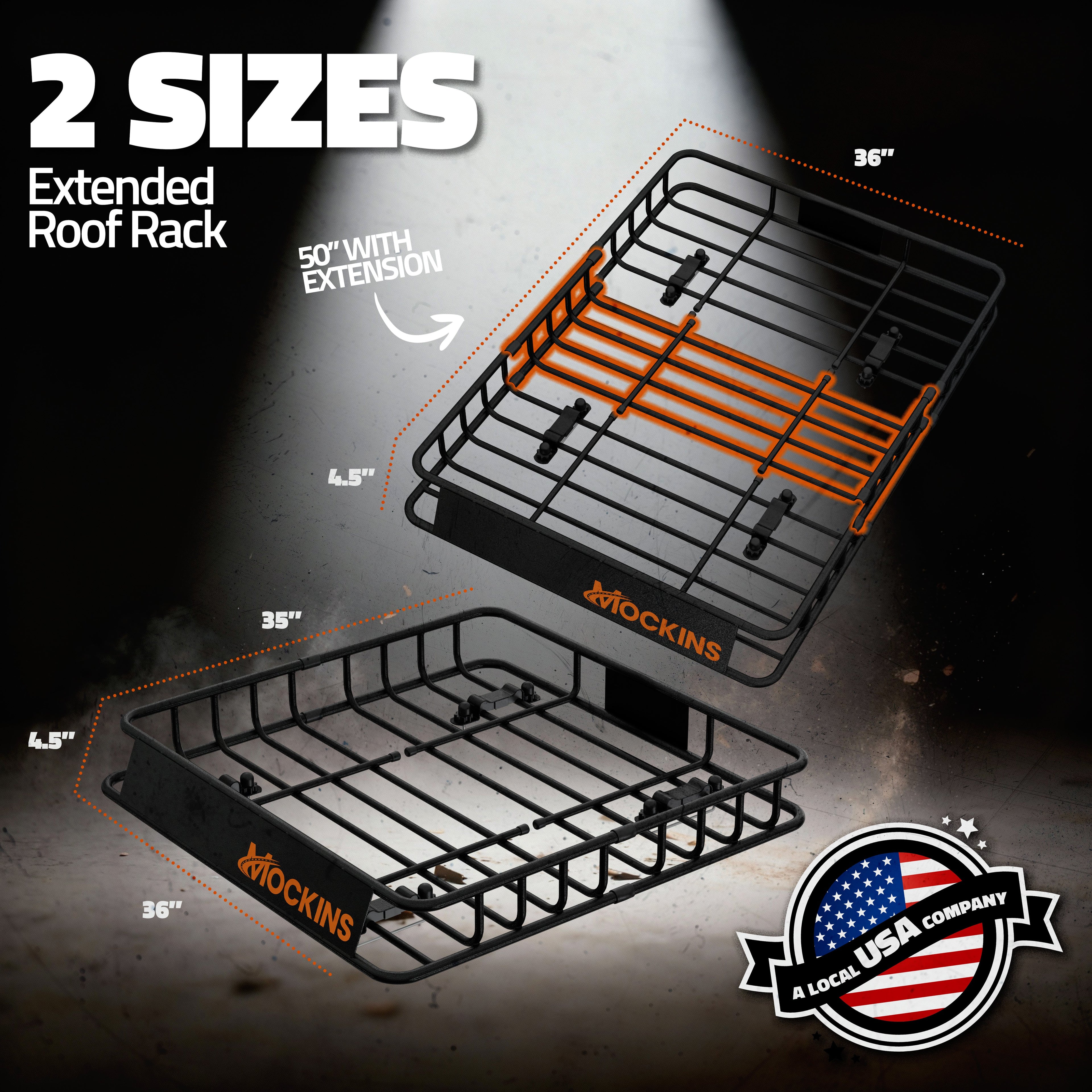 50"x36"x4.5" Extendable Roof Carrier & 18 Cu Ft Orange Roof Bag