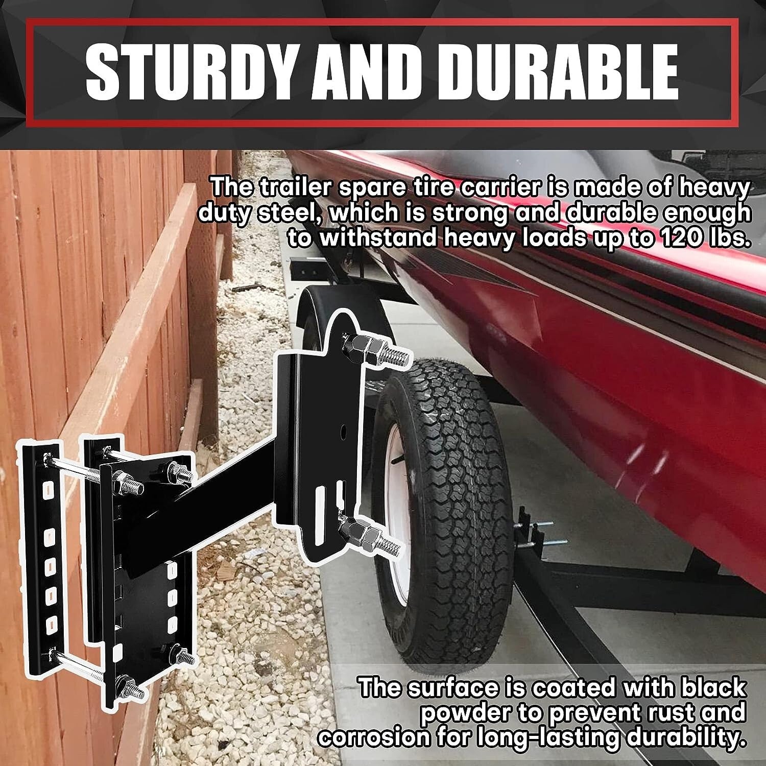 Trailer Spare Tire Side Mount Tire Carrier Wheel Holder Camper RV Boat Tire Rack