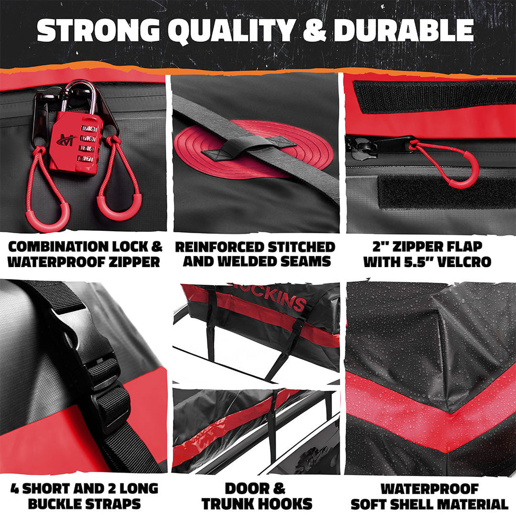 45 Cu Ft. Red Waterproof Roof Cargo Bag (75"x 48"x 22")