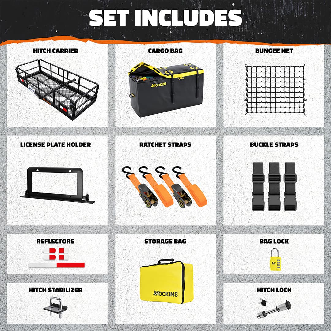 60"x24"x14" High Rail Hitch Carrier & 30 Cu Ft Cargo Bag