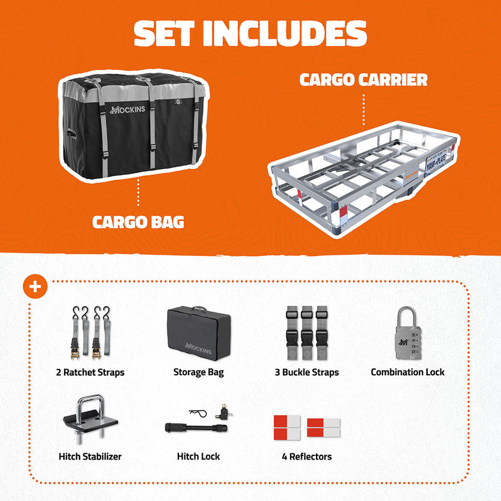 49"x22"x7" Aluminum Hitch Carrier & 20 Cu Ft Cargo Bag