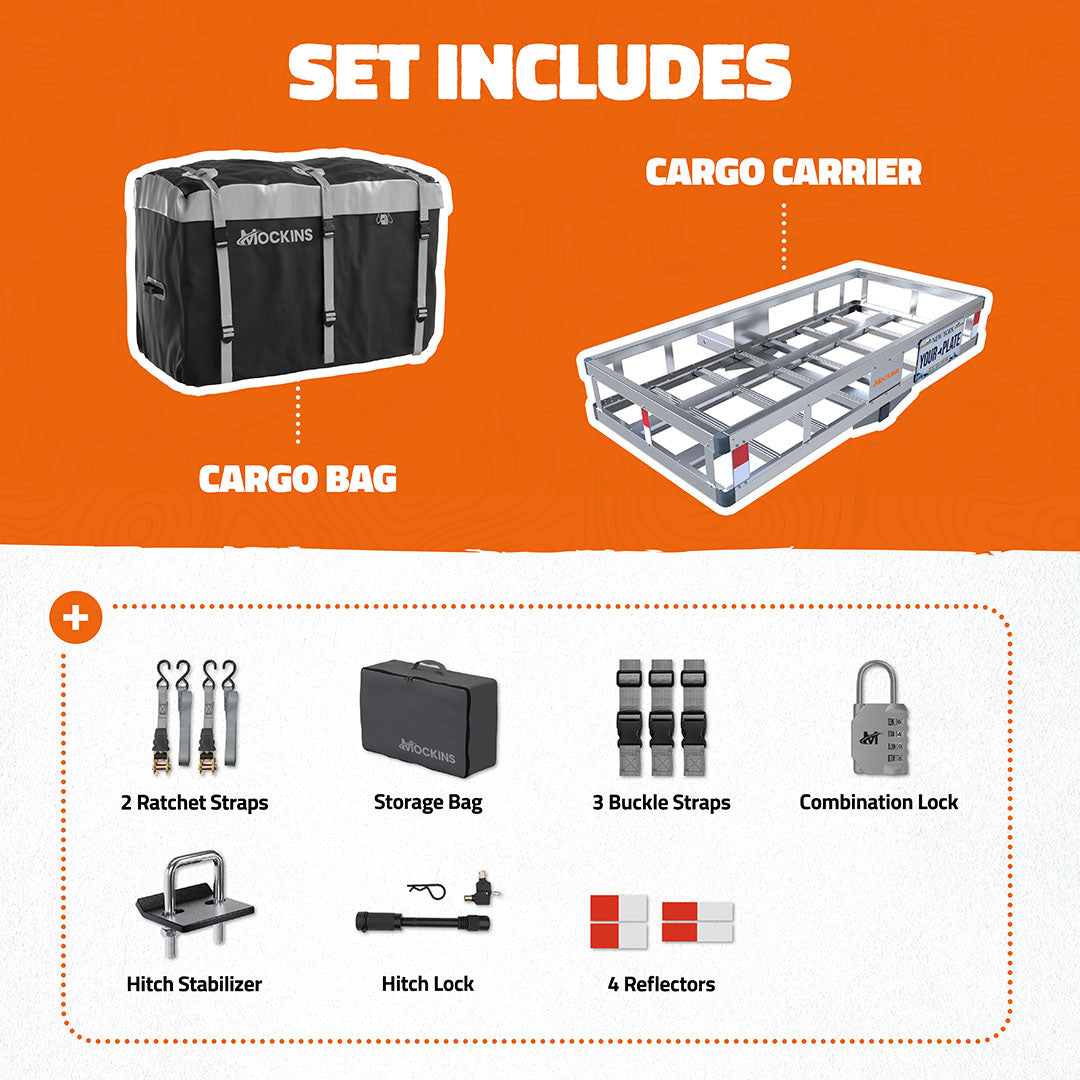 49"x22"x7" Aluminum Hitch Carrier & 20 Cu Ft Cargo Bag