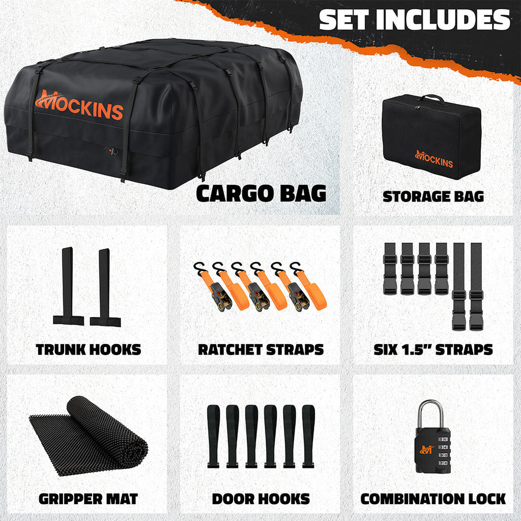35 Cu Ft. Black Waterproof Roof Cargo Bag 60"x42"x24"