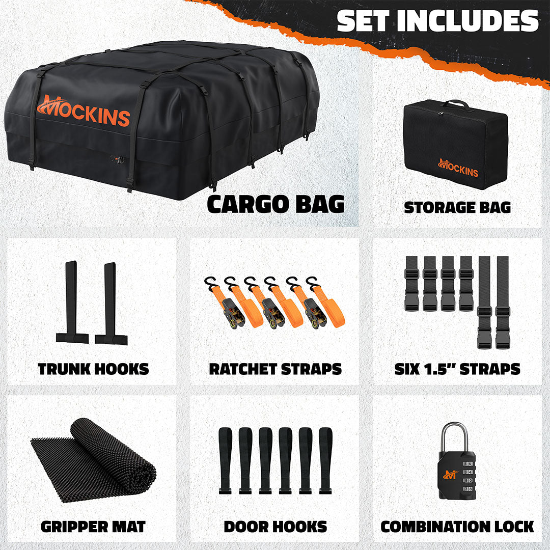 35 Cu Ft. Black Waterproof Roof Cargo Bag 60"x42"x24"