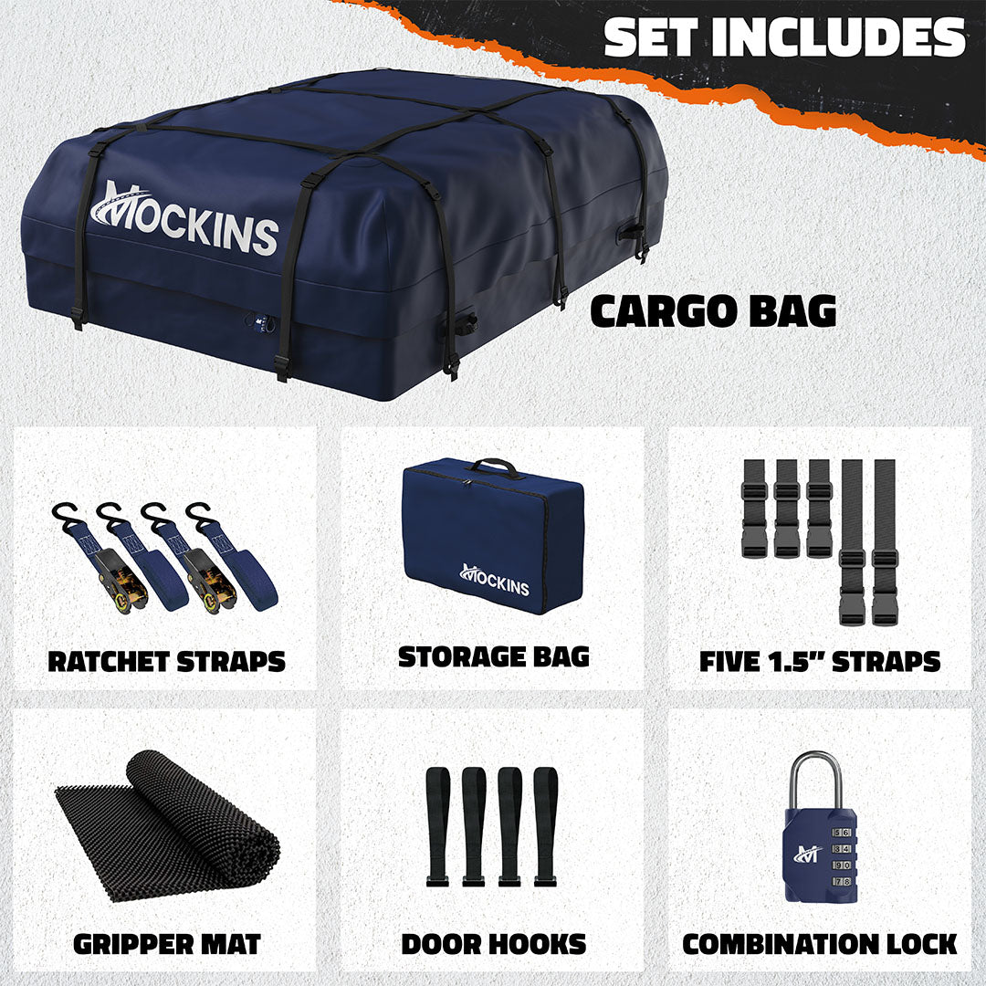 30 Cu Ft. Navy Blue Waterproof Roof Cargo Bag 60"x43"x20"