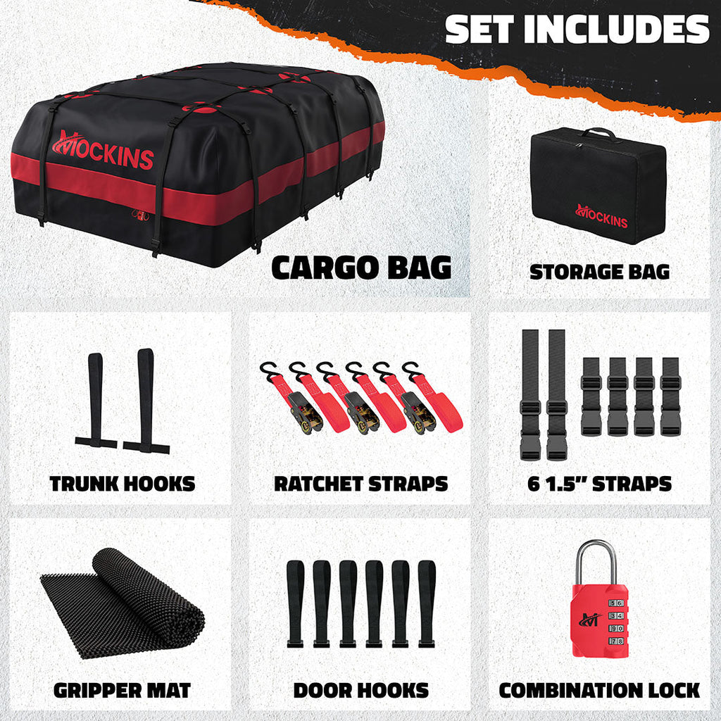45 Cu Ft. Red Waterproof Roof Cargo Bag (75"x 48"x 22")