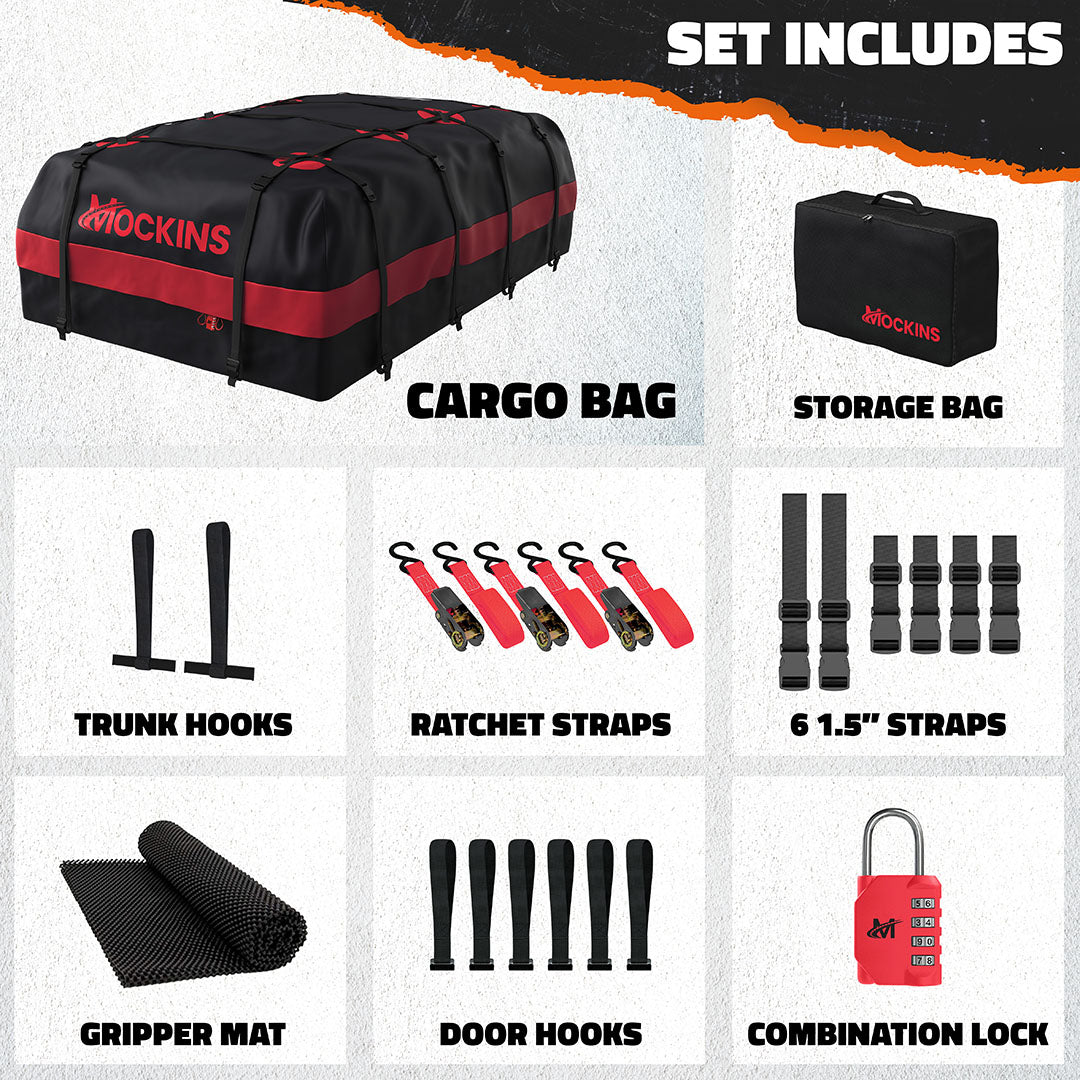 45 Cu Ft. Red Waterproof Roof Cargo Bag (75"x 48"x 22")