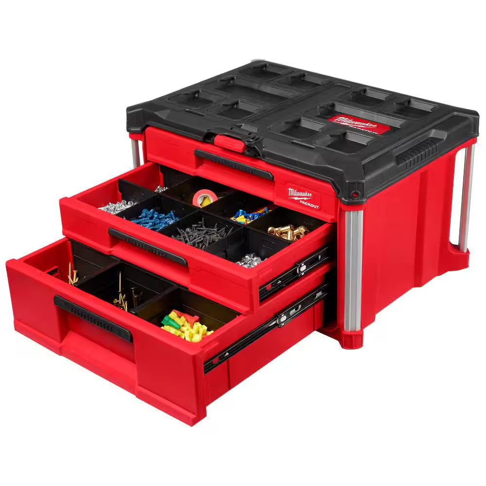 PACKOUT 22 In. Modular 3-Drawer Multi Drawer Tool Box with Metal Reinforced Corners and 50 Lbs. Capacity