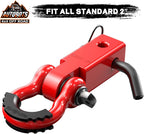 2" Tow Hitch Receiver with 45,000 lbs Break Strength, 5/8" Screw Pin and 3/4" Shackle - Off-Road Towing Accessories for Vehicle Trailer Recovery in Red