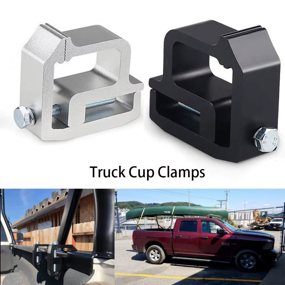 Heavy-Duty Aluminum Truck Canopy Mounting Clamps for Secure Camper Shell Installation - Black/Silver Finish