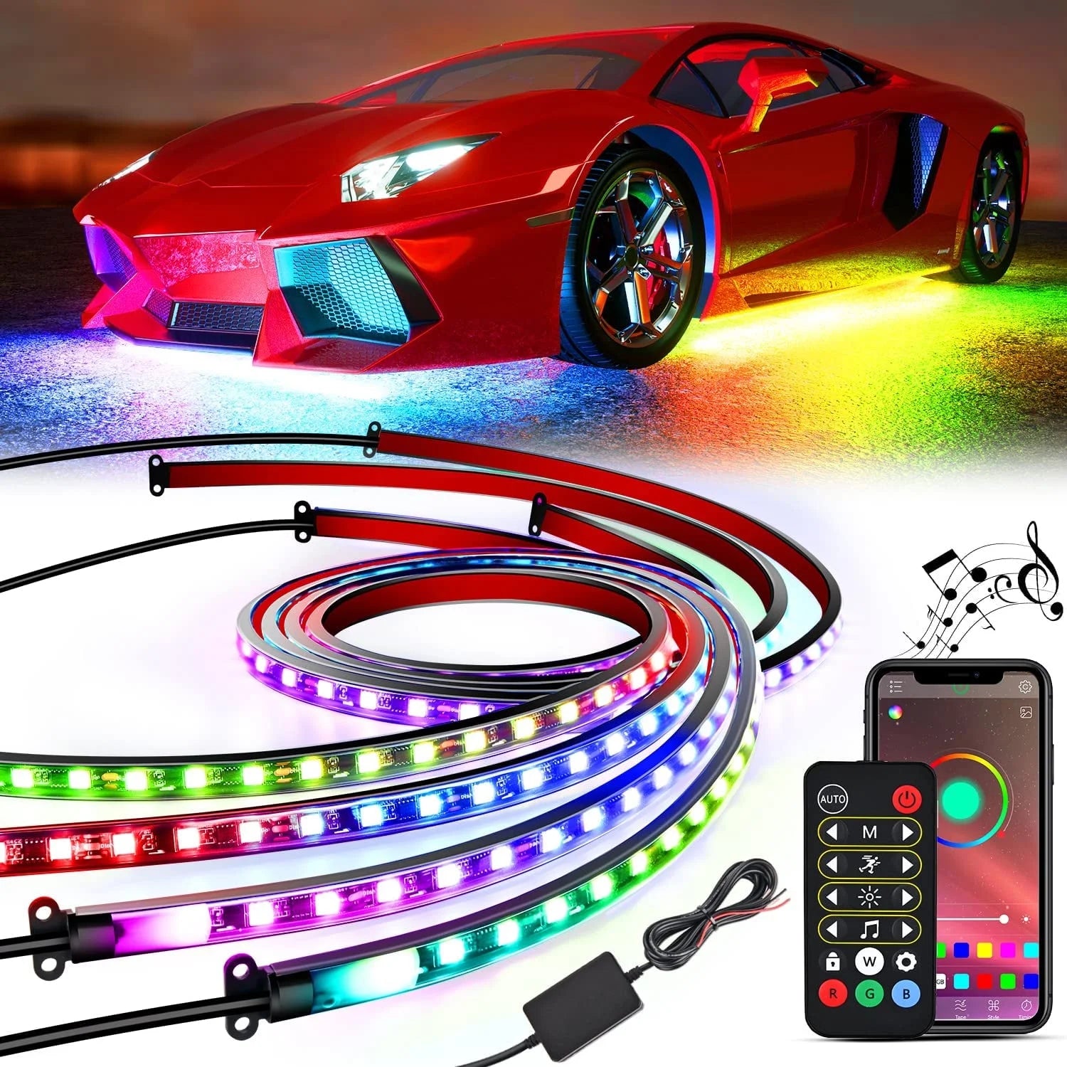 3PCS 60 Bed Light Strip 270 LED with On/Off Switch Blade Fuse Splitter Extension Cable for Cargo, Pickup Truck, SUV, RV, Boat,2 Years Warranty