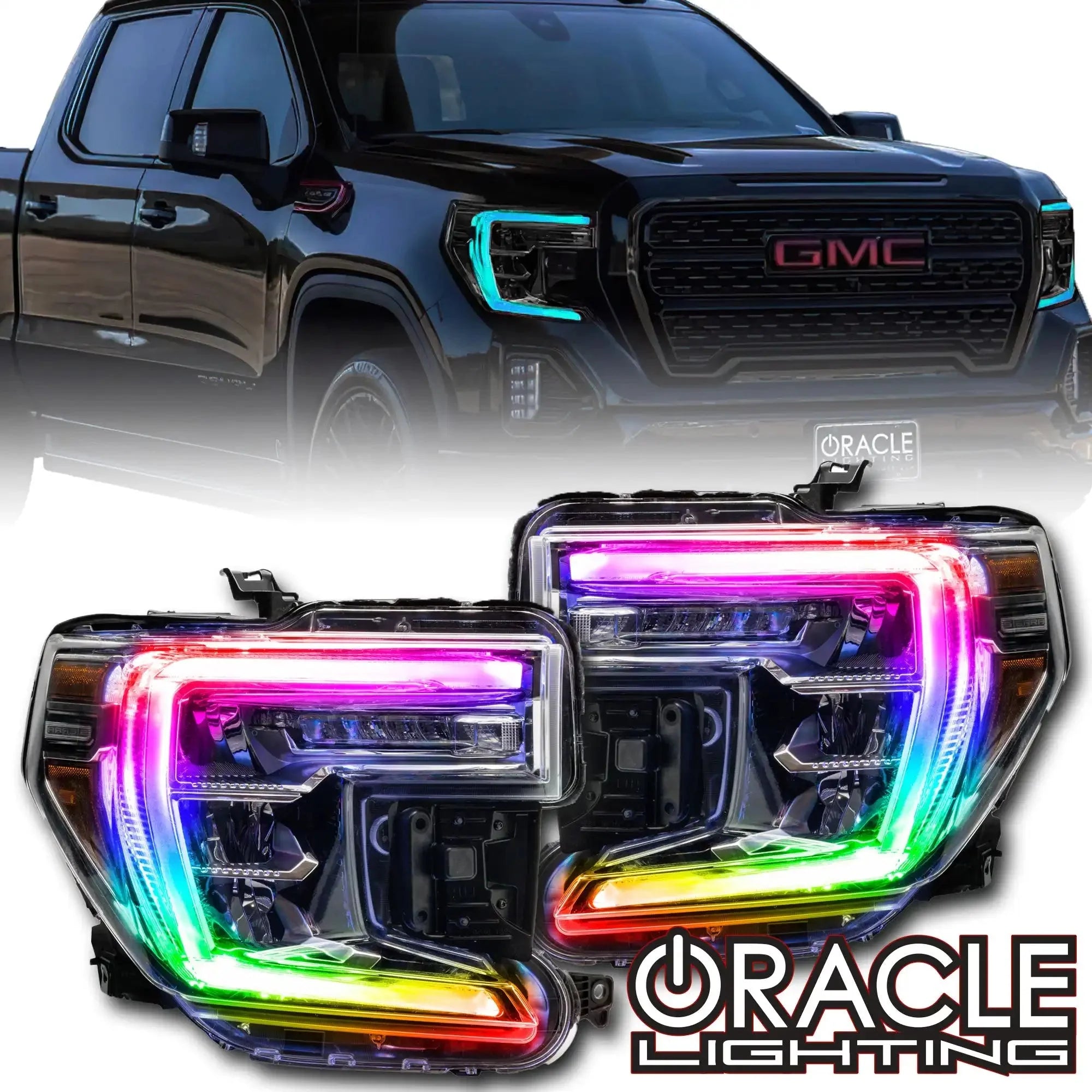 ORACLE Lighting 2019-2022 GMC Sierra 1500 ColorSHIFT RGB+W Headlight DRL Upgrade Kit