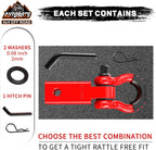 2" Tow Hitch Receiver with 45,000 lbs Break Strength, 5/8" Screw Pin and 3/4" Shackle - Off-Road Towing Accessories for Vehicle Trailer Recovery in Red