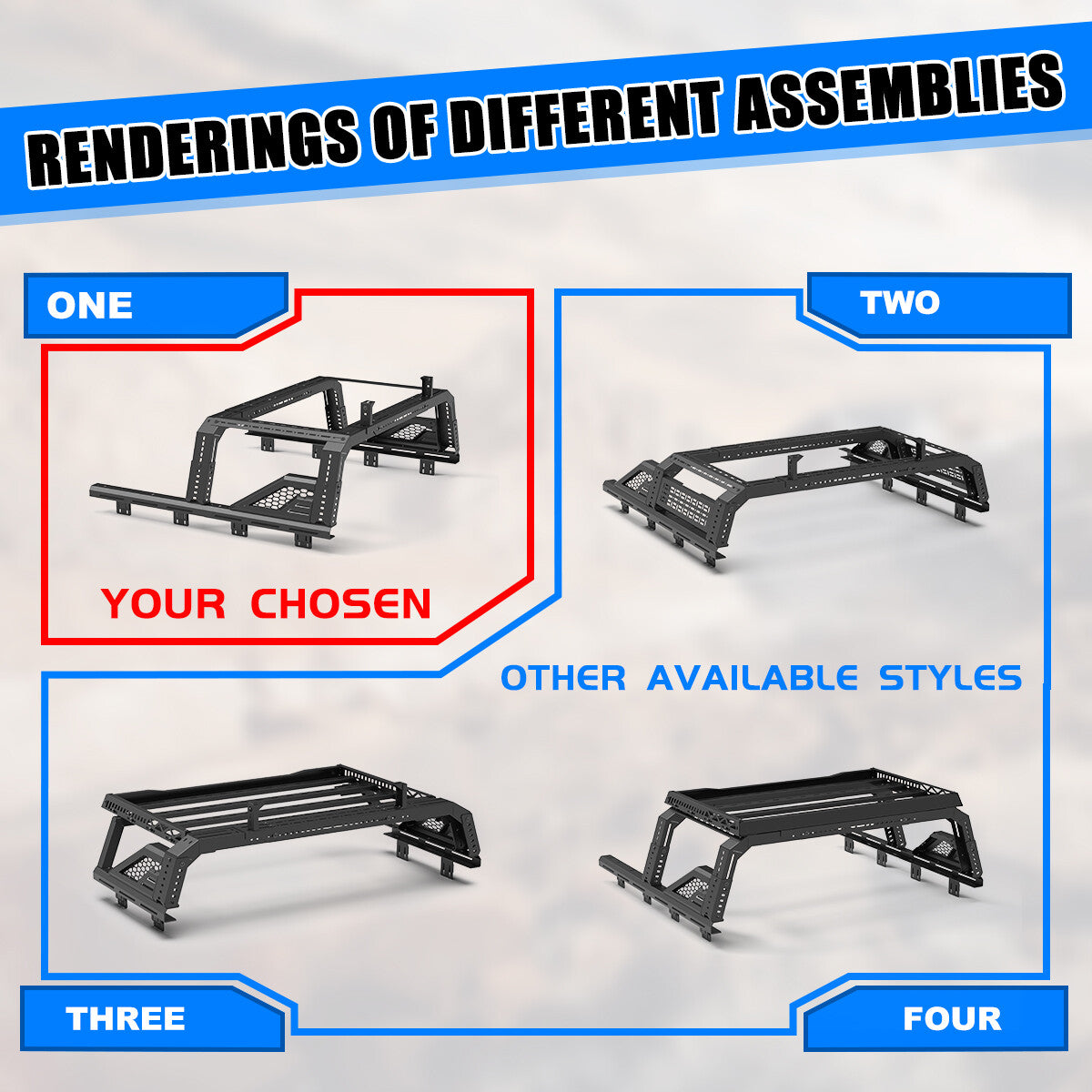 Modular Adjustable Overland Bed Rack Roll Bar for Chevy Ford Toyota Dodge Nissan