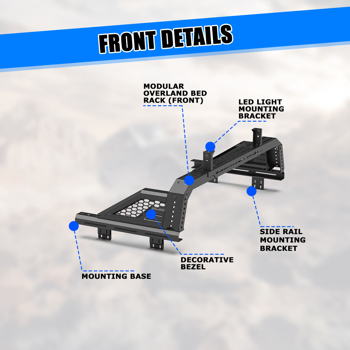 Modular Adjustable Overland Bed Rack Roll Bar for Chevy Ford Toyota Dodge Nissan