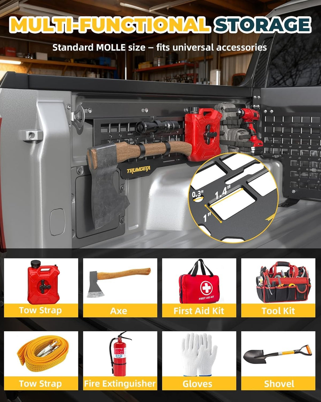 Front & Side Bed MOLLE Panel for Jeep Gladiator/ Ford Maverick/ Chevy Silverado