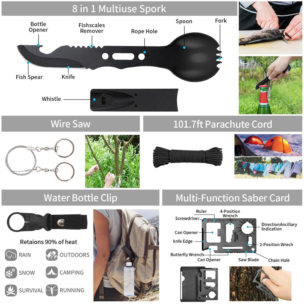 Survival Kit - 142 pcs, Professional Survival Equipment with Molle Pouch