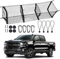Heavy-Duty 3 Pocket Cargo Net with 4 Metal Carabiners and 4 Ball Bungee Cords for SUVs, Cars, and Pickup Trucks