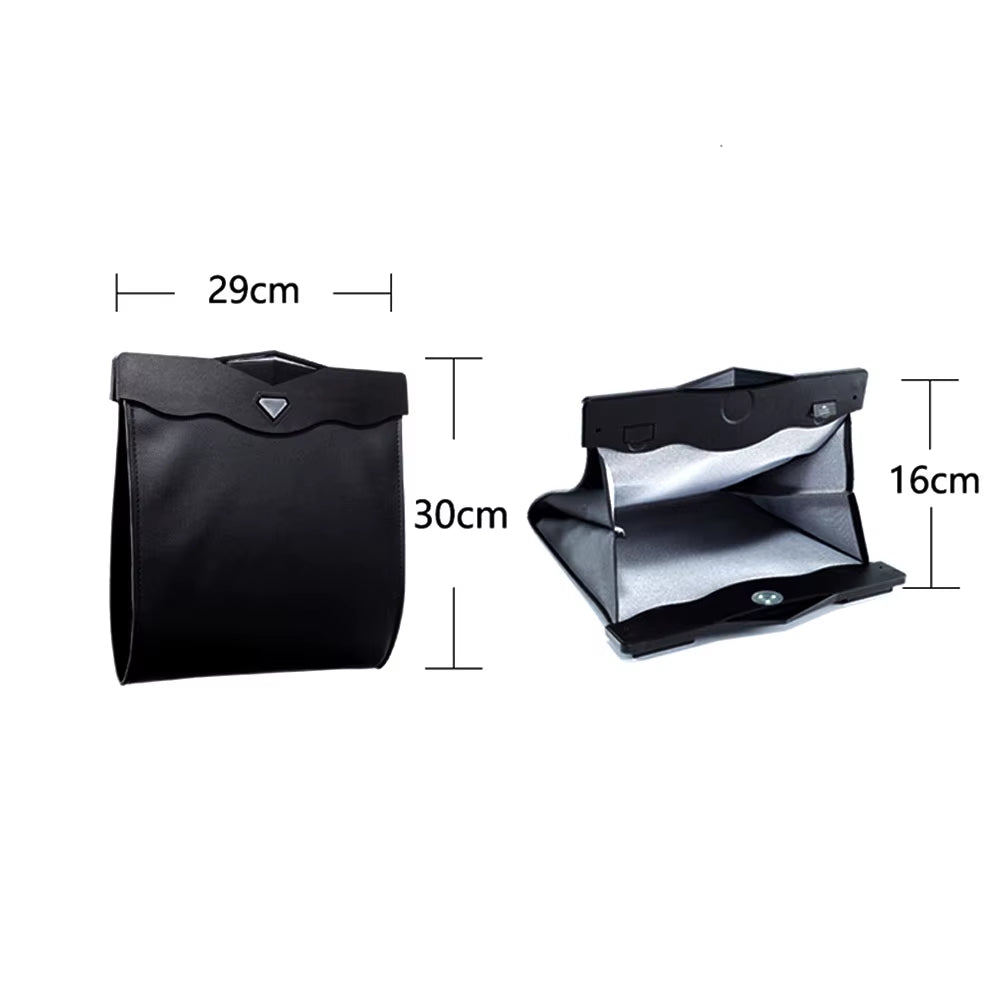 DSYCAR 1Pcs LED Car Garbage Bag Waterproof Magnetic Adsorption Trash Can Back Seat Hanging Leather Storage Pocket Leak-Proof New
