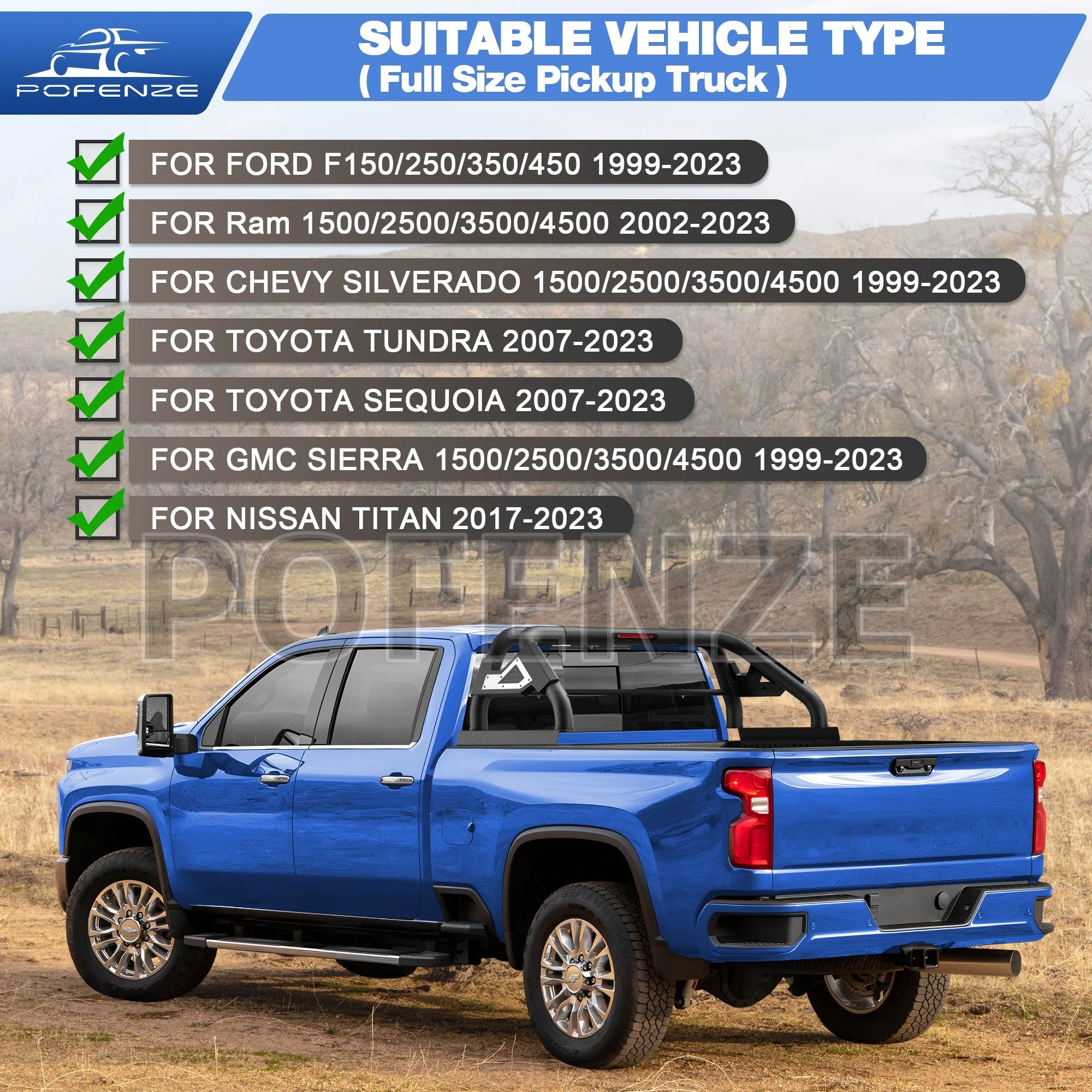 Adjustable Roll Bar - Chase Rack for Full-Size Trucks 