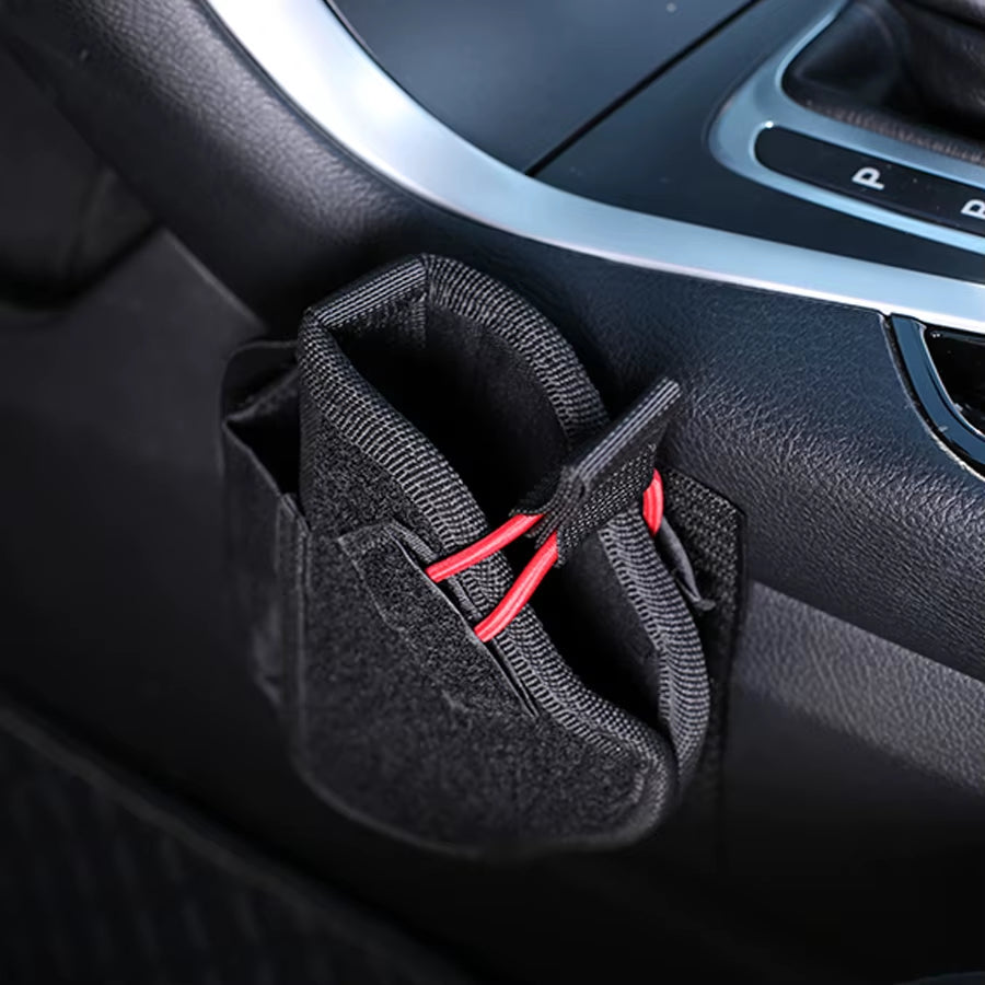 Vehicle Firearm Holster - Universal Conceal Carry with Mag Pouch - Black Nylon - Safe Hook and Loop Fastener