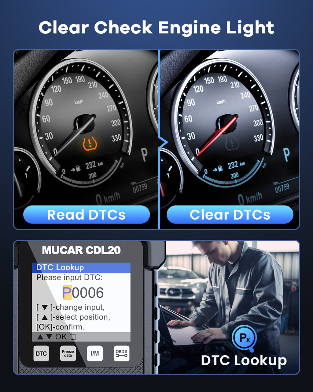  OBDII SCAN Tool - Auto Code Reader Diagnostic Scanner - MUCAR CDL20