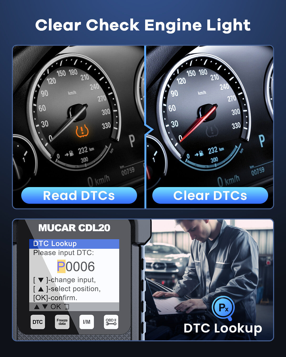  OBDII SCAN Tool - Auto Code Reader Diagnostic Scanner - MUCAR CDL20