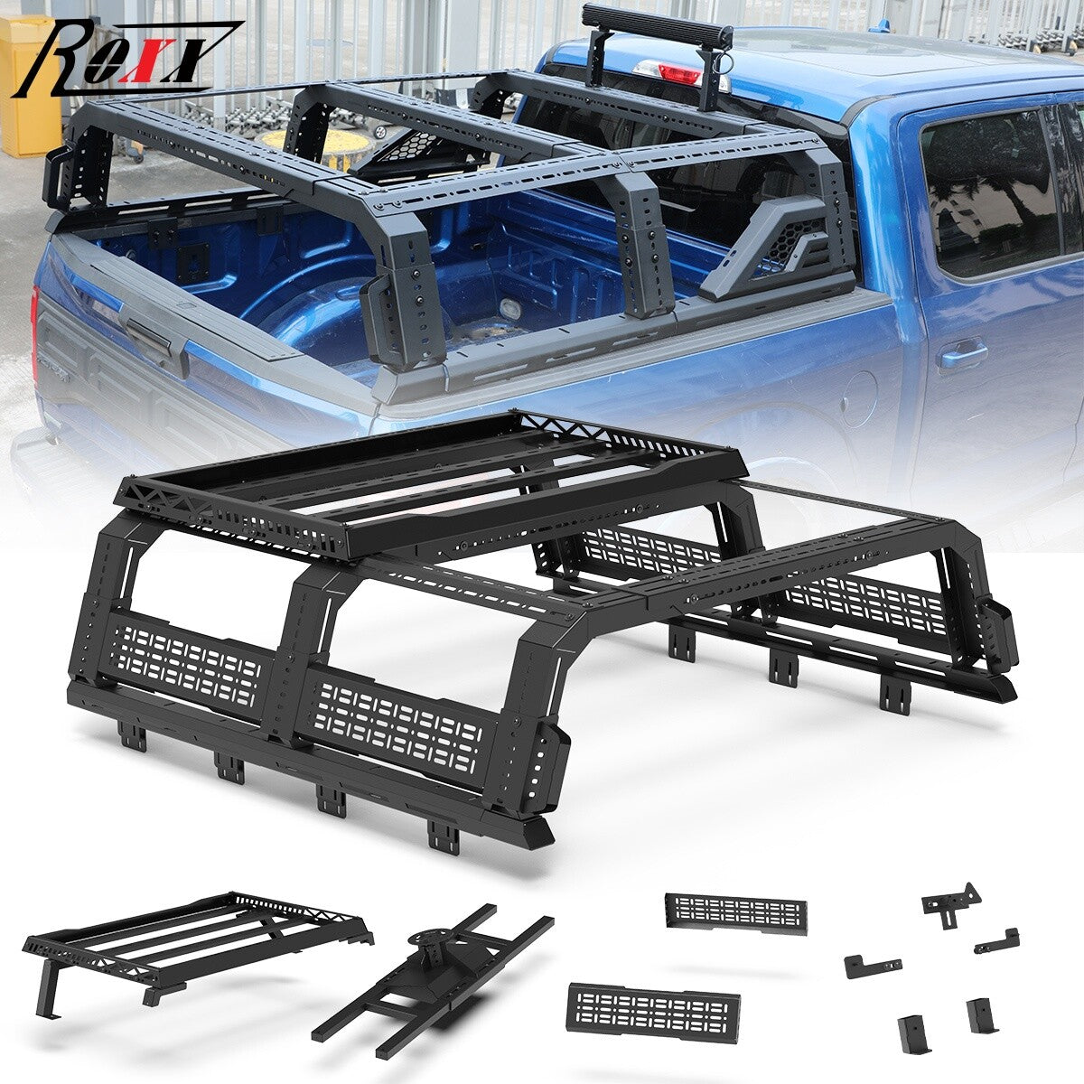 Modular Adjustable Overland Bed Rack Roll Bar for Chevy Ford Toyota Dodge Nissan