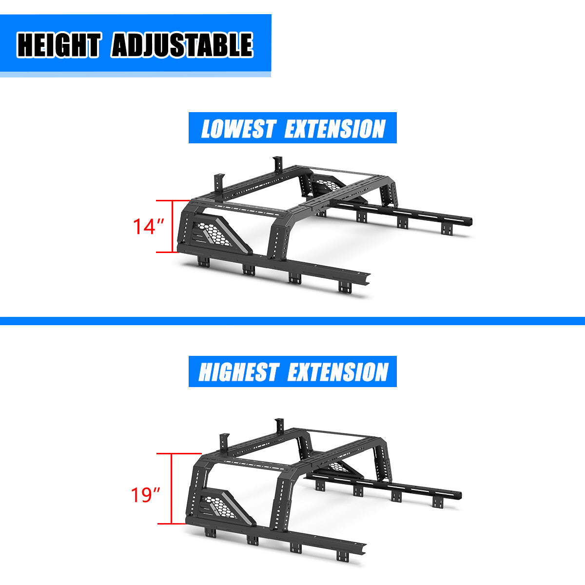 Modular Adjustable Overland Bed Rack Roll Bar for Chevy Ford Toyota Dodge Nissan