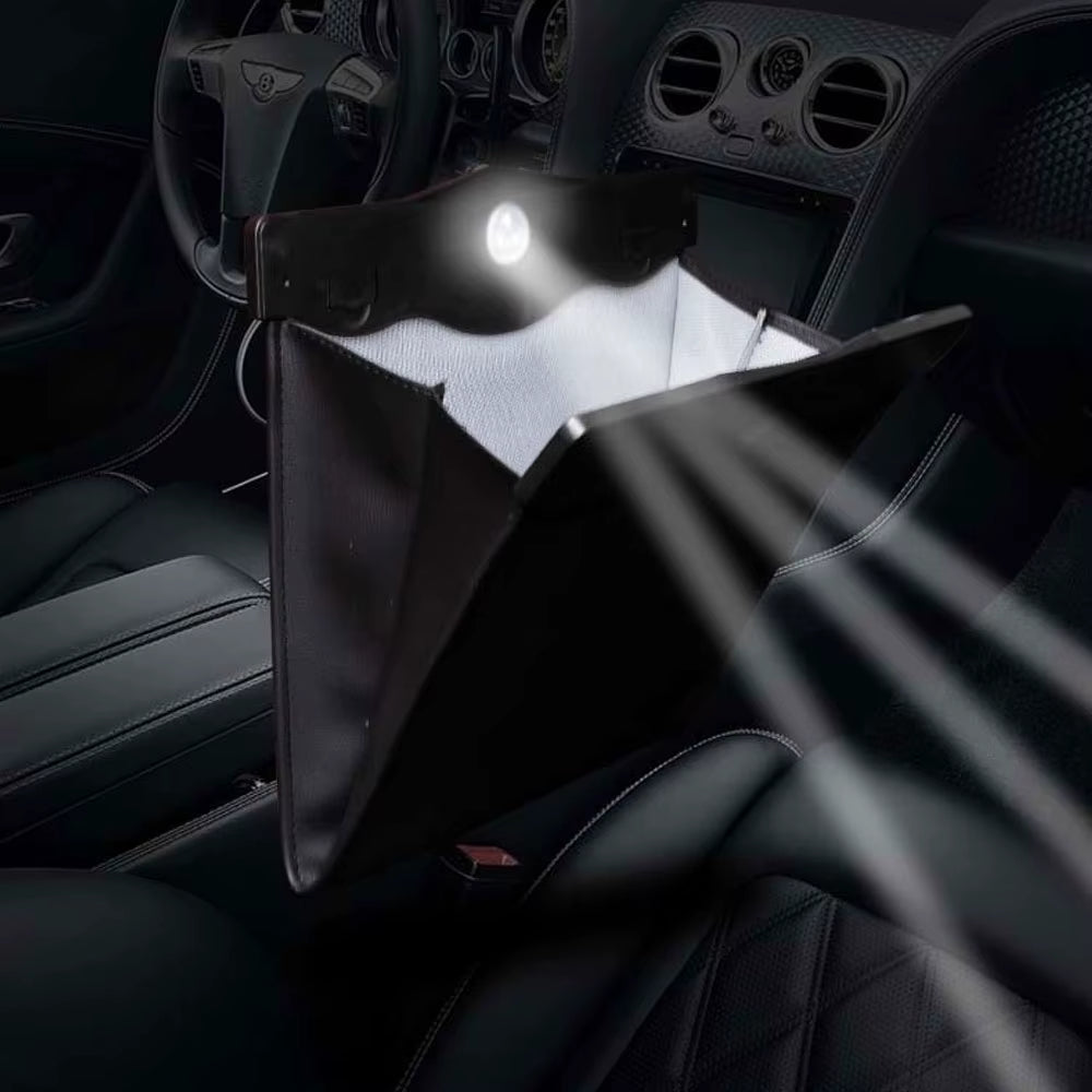 DSYCAR 1Pcs LED Car Garbage Bag Waterproof Magnetic Adsorption Trash Can Back Seat Hanging Leather Storage Pocket Leak-Proof New