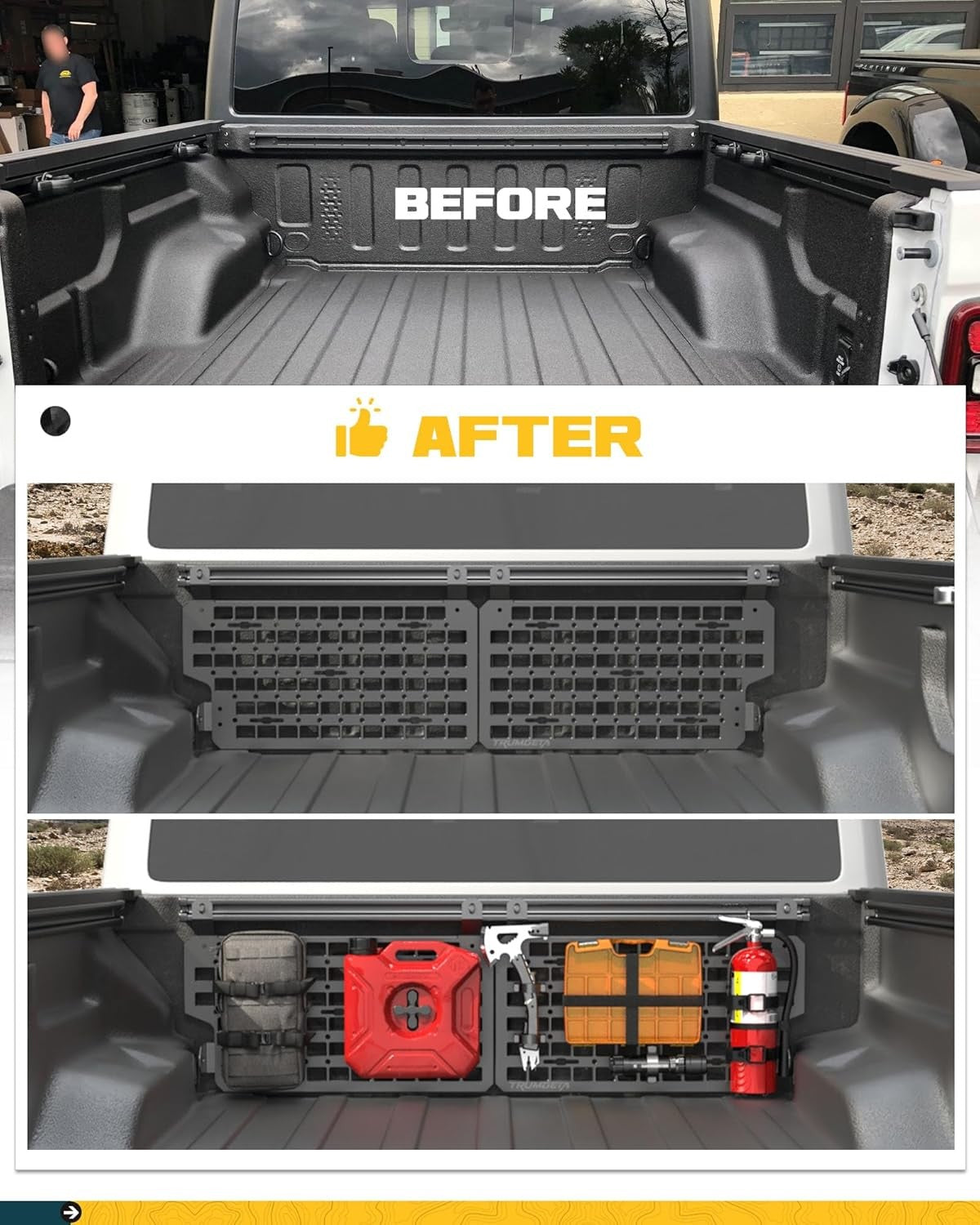 Front & Side Bed MOLLE Panel for Jeep Gladiator/ Ford Maverick/ Chevy Silverado