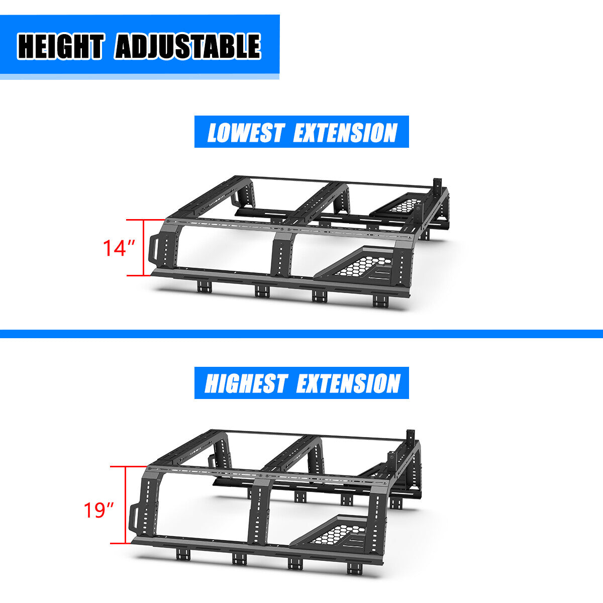 Modular Adjustable Overland Bed Rack Roll Bar for Chevy Ford Toyota Dodge Nissan