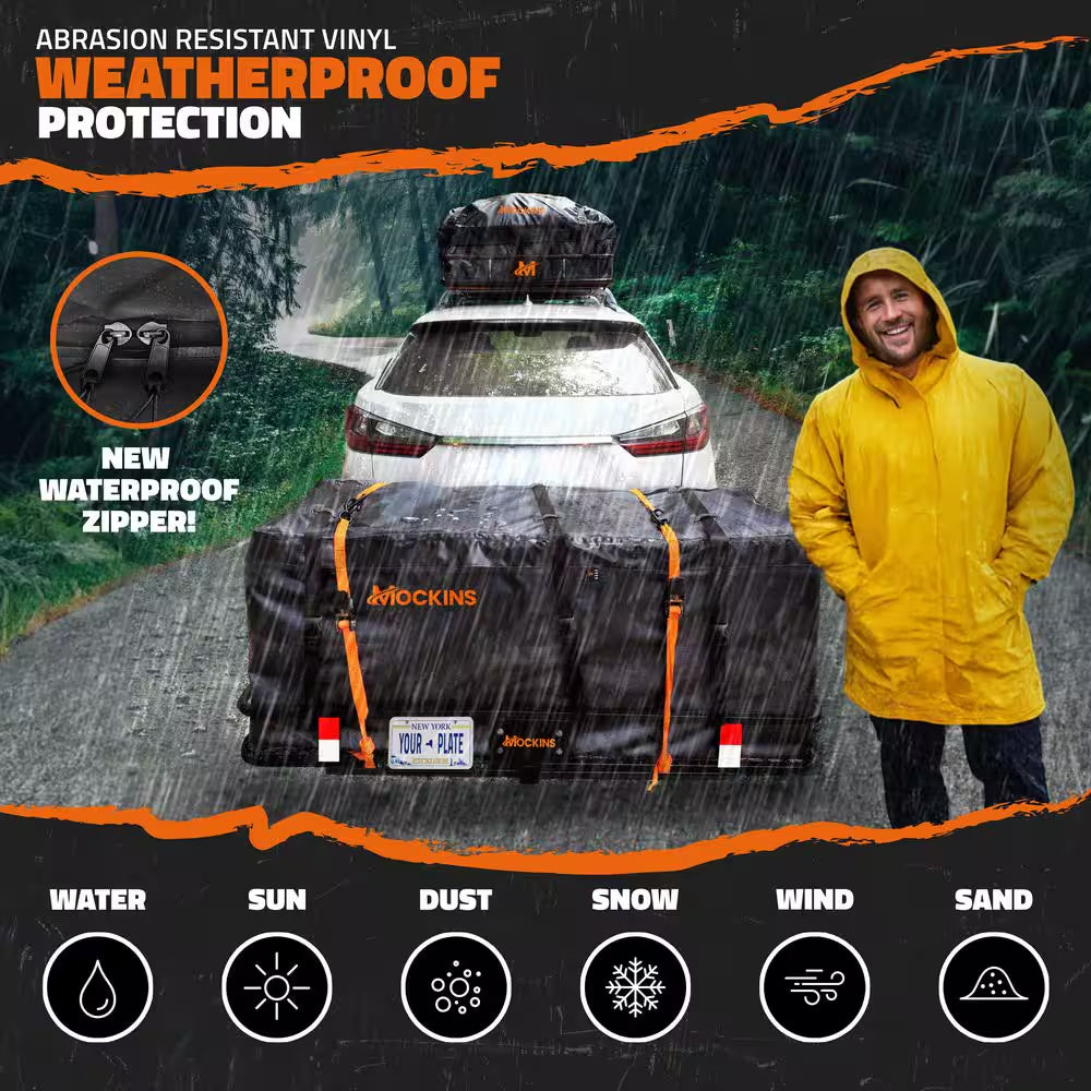 16 Cu Ft. Waterproof Hitch Cargo Carrier Bag (58 In. X 20 In. X 24 In.) with 3-Buckle Straps, Lock and Carry Case