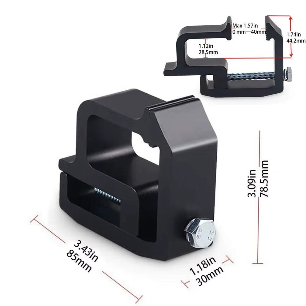 Heavy-Duty Aluminum Truck Canopy Mounting Clamps for Secure Camper Shell Installation - Black/Silver Finish