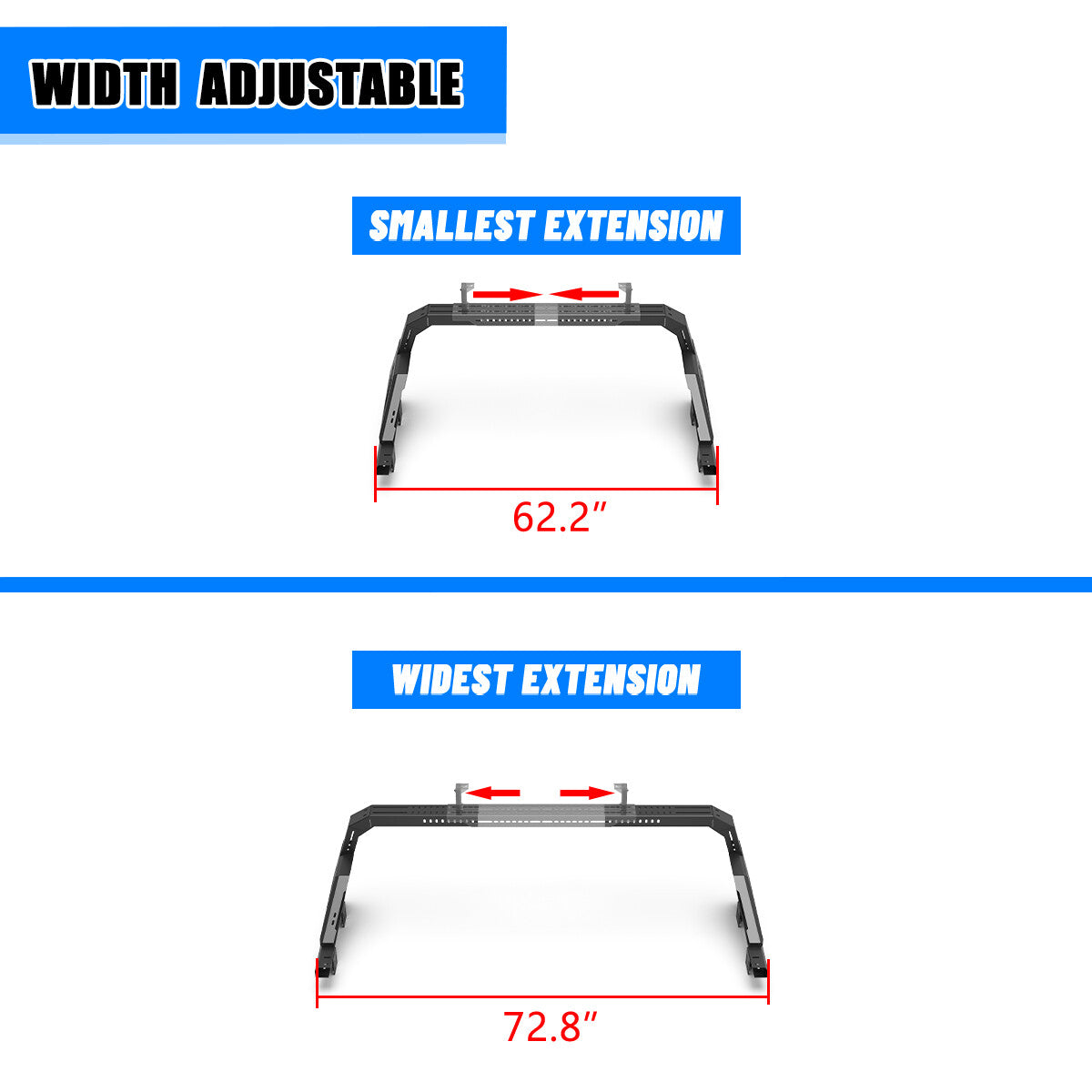 Modular Adjustable Overland Bed Rack Roll Bar for Chevy Ford Toyota Dodge Nissan