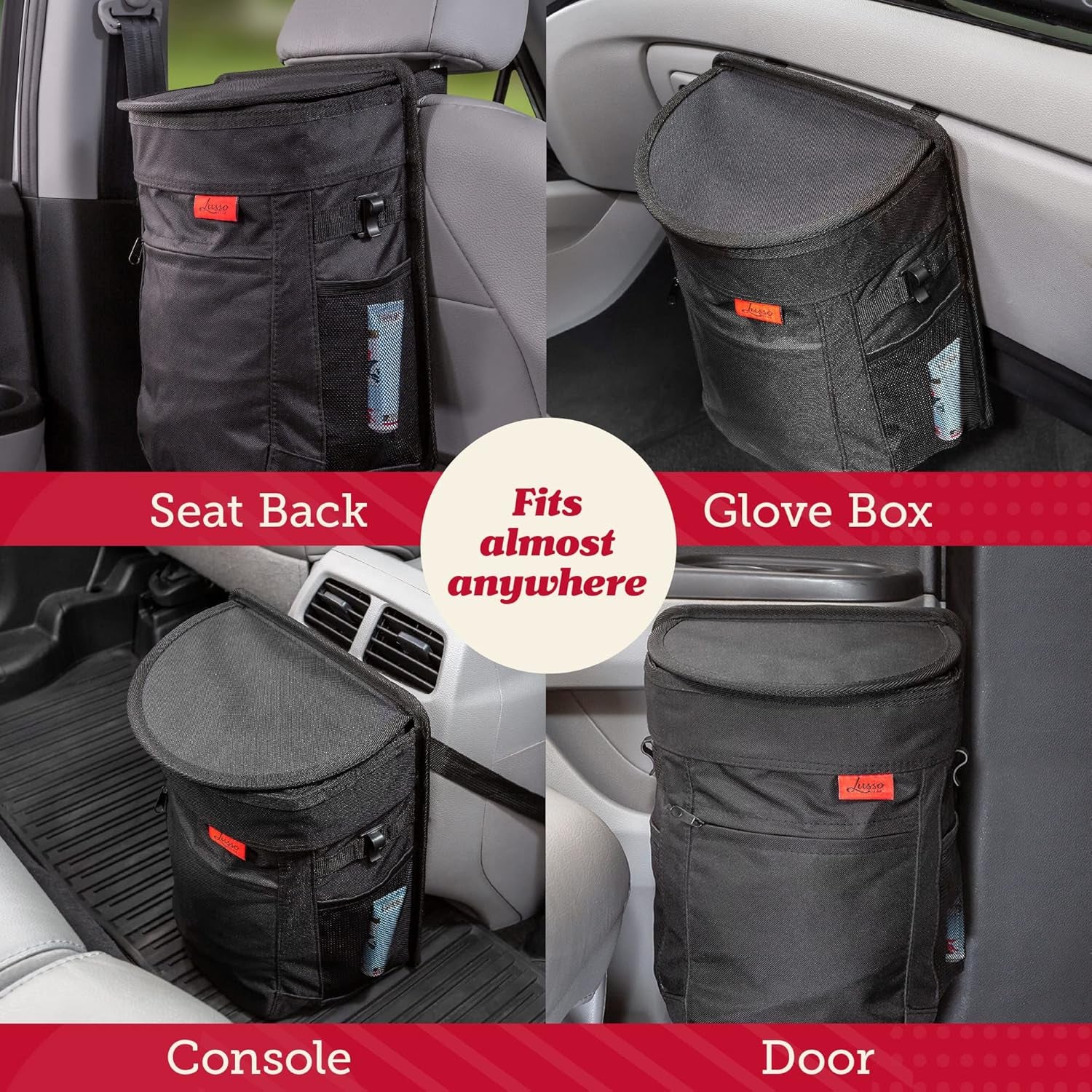 Car Trash Can - 2.5-Gallon, Leak-Proof & Spill-Proof Lid & Waterproof Removable Liner - Hanging Car Trash Bin & Organizer 