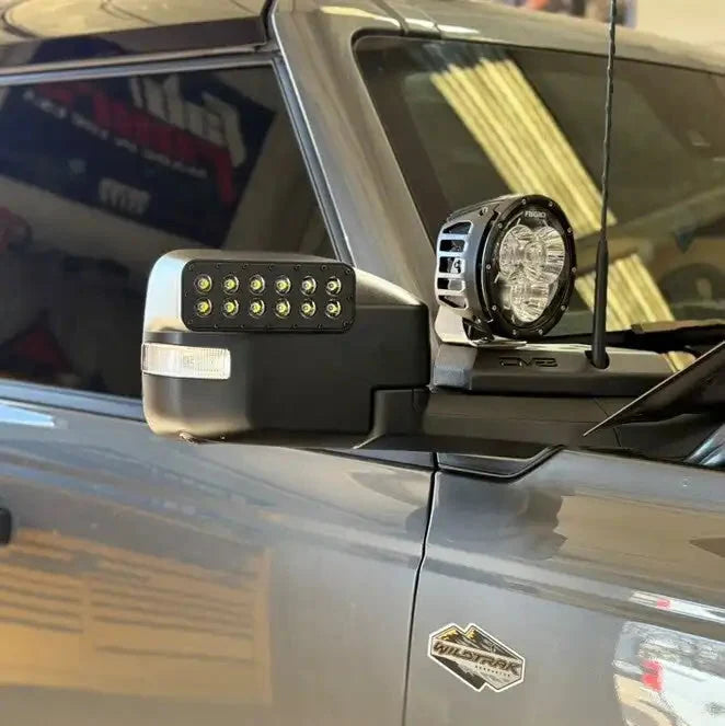 2021-2026 Ford Bronco LED Off-Road Side Mirrors - Peripheral Ditch Lights (2200+ Lumens)