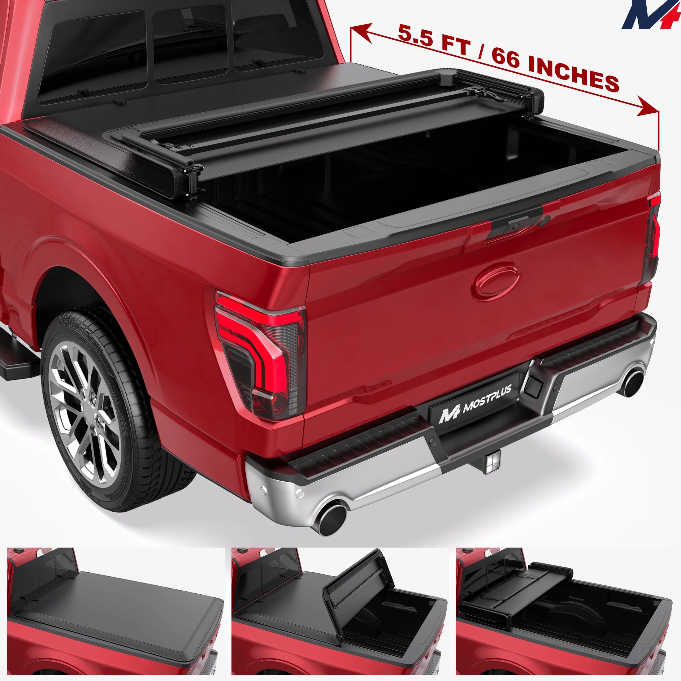 4-Fold 6.5FT Bed Soft Tonneau Cover for 2015-2024 Ford F150 Truck Bed Cover Waterproof