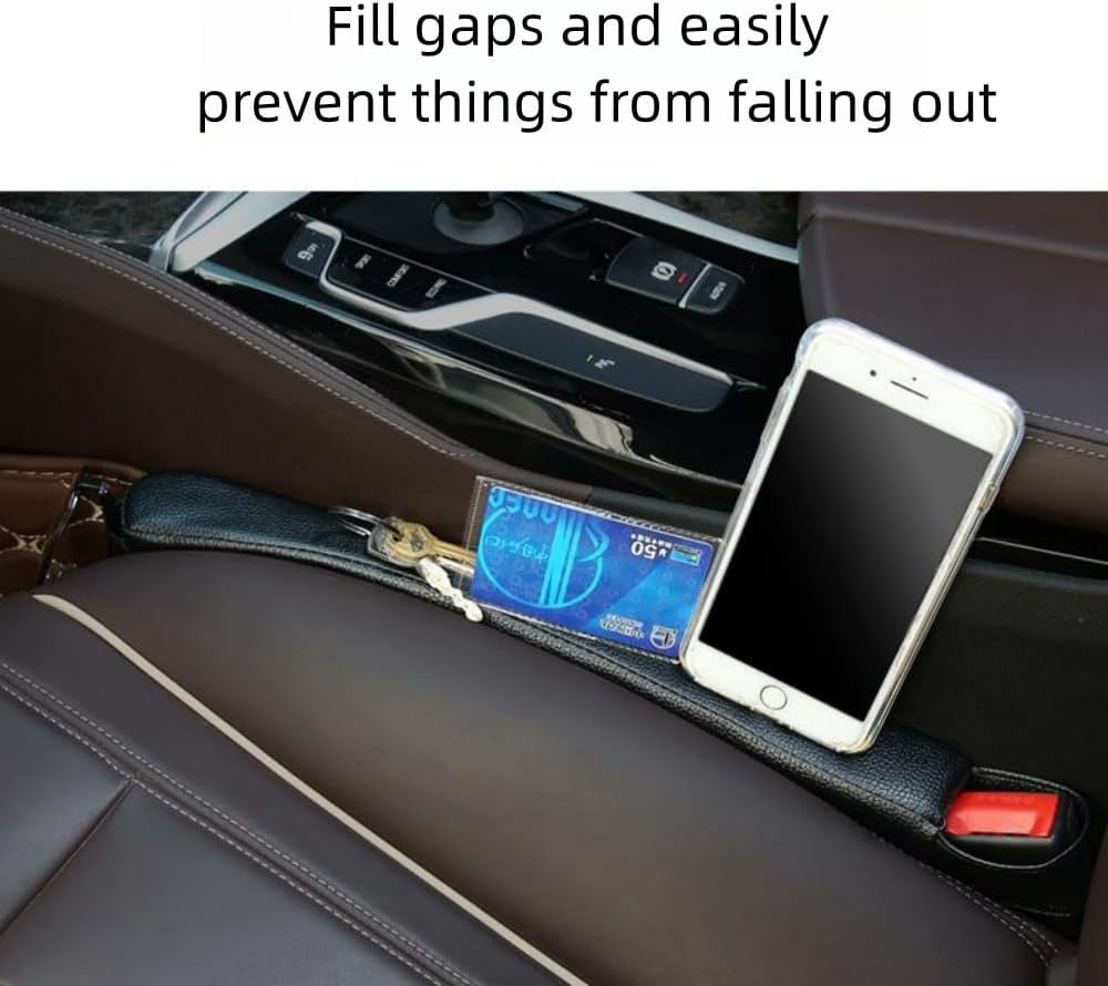 3 in 1 - Car Seat Gap Storage - Prevent Small Items from Falling, with Pocket Organizer and Removable Cupholder (Black)