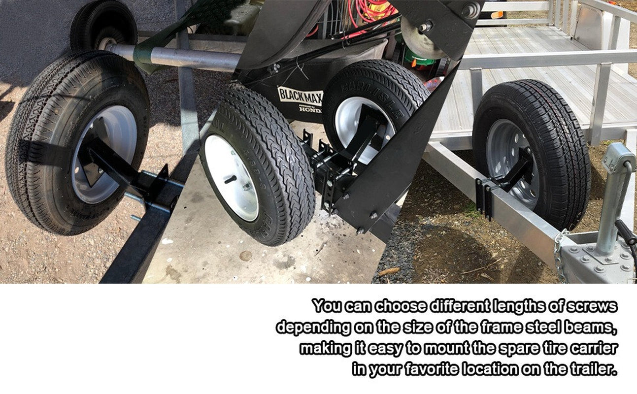 Trailer Spare Tire Side Mount Tire Carrier Wheel Holder Camper RV Boat Tire Rack