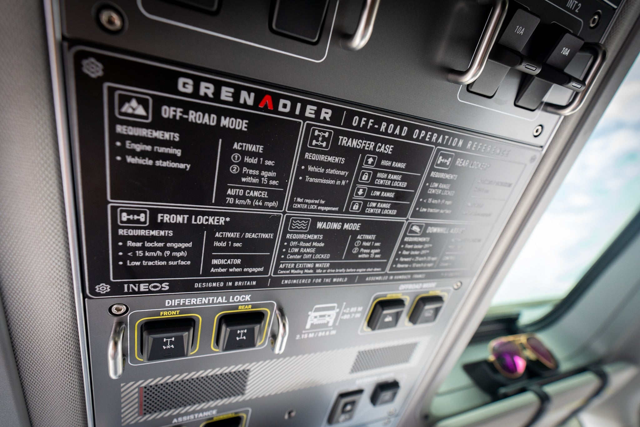 Overhead Control Panel Offroad Operation Reference Plate - 2024+ Grenadier / Quartermaster