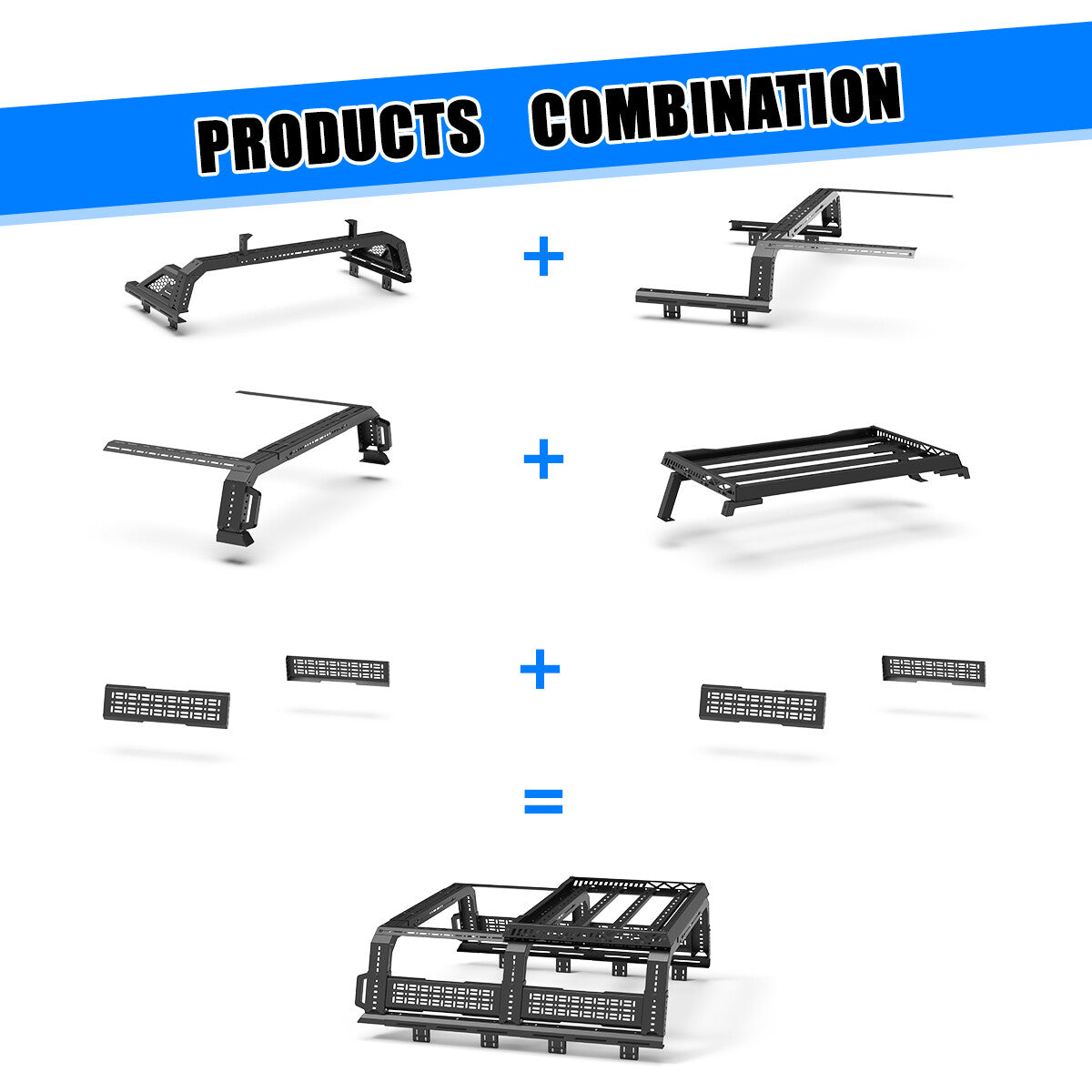 Modular Adjustable Overland Bed Rack Roll Bar for Chevy Ford Toyota Dodge Nissan